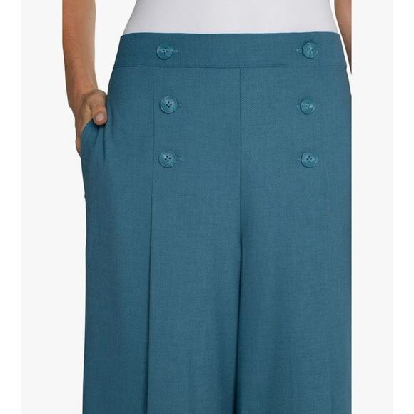 Liverpool Sailor Crop Side Leg Pull On Pants in Ocean Blue Size Large - Picture 3 of 9